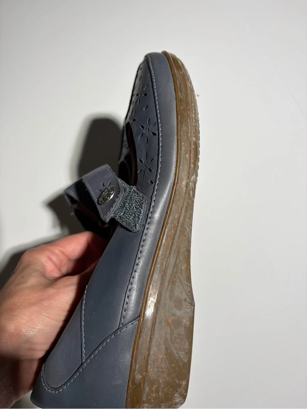 Clarks Gray Laser-Cut Mary Jane Flats